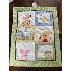 Disney Baby Winnie The Pooh Patchwork Squares Baby Blanket Quilt Comforter
